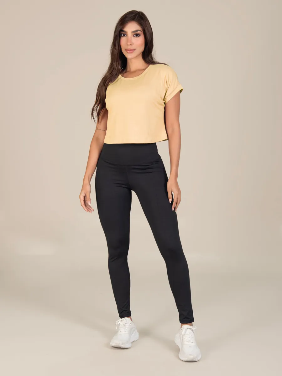 Leggins Set trio Anturio camiseta + top en Amarillo pastel